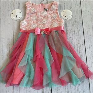 Super Cute and Colorful Rare Editions Lace and Tulle Dress Sz 2T